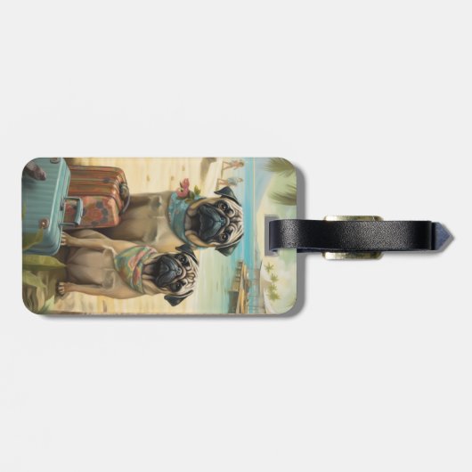 Pug Paar Vakantie Reizen Bagagelabel (Achterkant horizontaal)