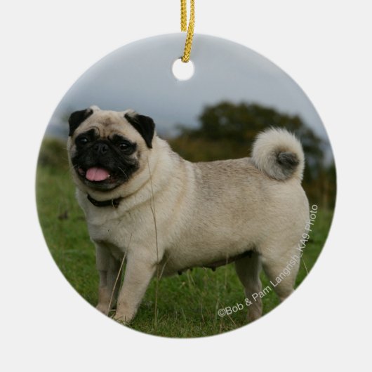 Pug Panting Keramisch Ornament (Voorkant)