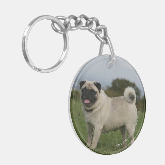 Pug Panting Sleutelhanger (Voorkant Links)