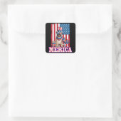 Pug Pap Mam 4th van Juli Amerikaanse Vlag Amerika Vierkante Sticker (Tas)