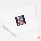 Pug Pap Mam 4th van Juli Amerikaanse Vlag Amerika Vierkante Sticker (Envelop)