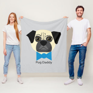 Pug papa fleece deken