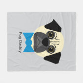 Pug papa fleece deken (Voorkant (Horizontaal))