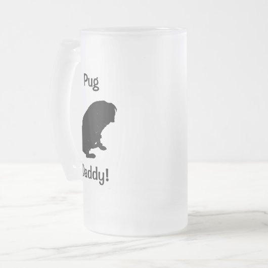 Pug Papa Frosted Mok (Voorkant links)