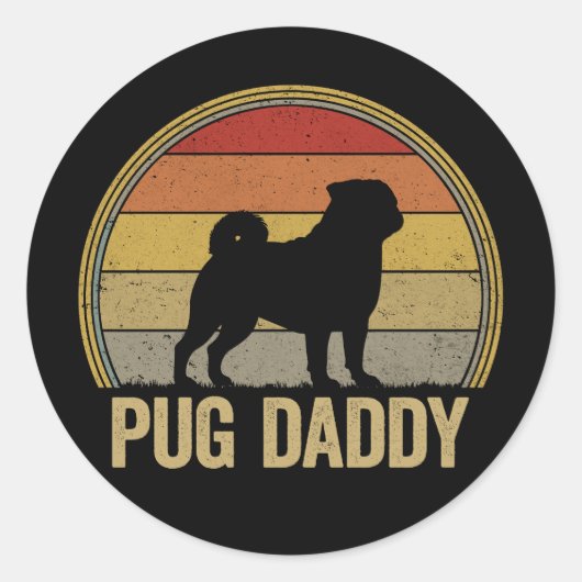 Pug Papa Funny Pug Vader Ronde Sticker (Voorkant)
