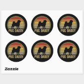 Pug Papa Funny Pug Vader Ronde Sticker (Vel)