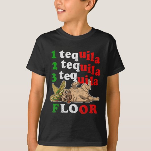 Pug Papa Grappig Vaderdag Gift 1 2 3 Tequila Floo T-shirt (Voorkant)