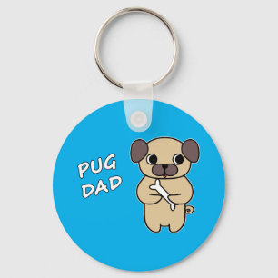 PUG PAPA - Hemelblauw Sleutelhanger