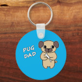 PUG PAPA - Hemelblauw Sleutelhanger (Voorkant)