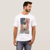 Pug Papa Patriottisch Vintage Gravure Hond Shirt D (Voorkant volledig)