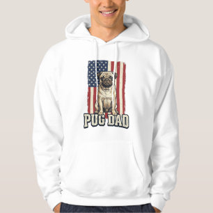 Pug Papa Patriottisch Vintage Gravure Hond Shirt D