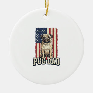 Pug Papa Patriottisch Vintage Gravure Hond Shirt D Keramisch Ornament