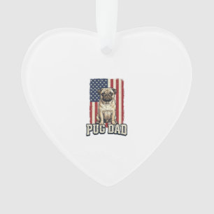 Pug Papa Patriottisch Vintage Gravure Hond Shirt D Ornament