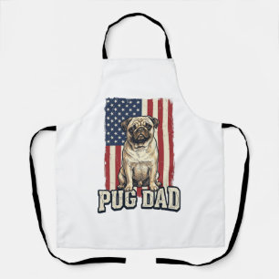Pug Papa Patriottisch Vintage Gravure Hond Shirt D Schort