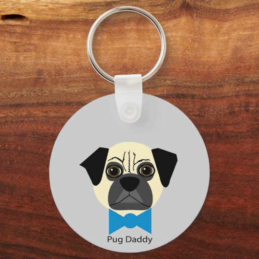 Pug papa sleutelhanger (Achterkant)