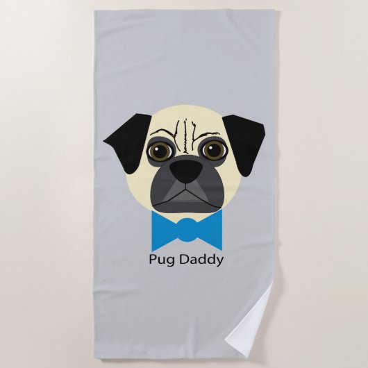 Pug papa strandlaken (Voorkant)