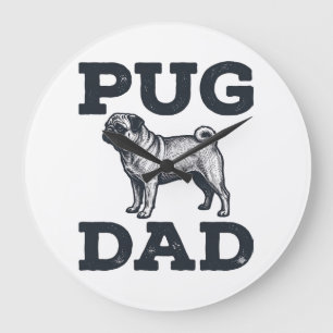 Pug Papa Vintage Gravure Shirt Ontwerp voor Honden Grote Klok