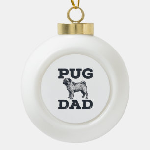 Pug Papa Vintage Gravure Shirt Ontwerp voor Honden Keramische Bal Ornament