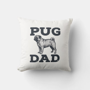 Pug Papa Vintage Gravure Shirt Ontwerp voor Honden Kussen