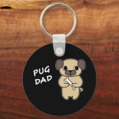 PUG PAPA - Zwart Sleutelhanger (Voorkant)