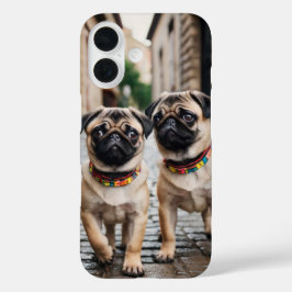 Pug Parade iPhone 16 Hoesje