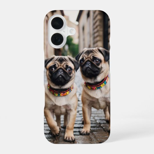 Pug Parade iPhone 16 Hoesje (Achterkant)