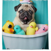 Pug Paradise: Een zwemschoonheid op de buis Douchegordijn (Voorkant)