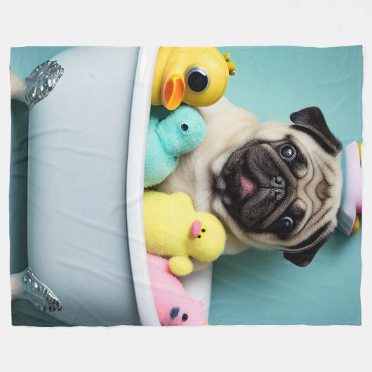 Pug Paradise: Een zwemschoonheid op de buis Fleece Deken (Voorkant (Horizontaal))