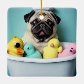 Pug Paradise: Een zwemschoonheid op de buis Keramisch Ornament (Achterkant)