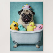 Pug Paradise: Een zwemschoonheid op de buis Legpuzzel (Verticaal)