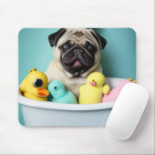 Pug Paradise: Een zwemschoonheid op de buis Muismat (Met muis)