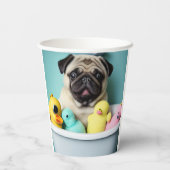 Pug Paradise: Een zwemschoonheid op de buis Papieren Bekers (Achterkant)