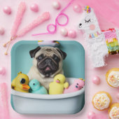 Pug Paradise: Een zwemschoonheid op de buis Papieren Bordje (Feest)