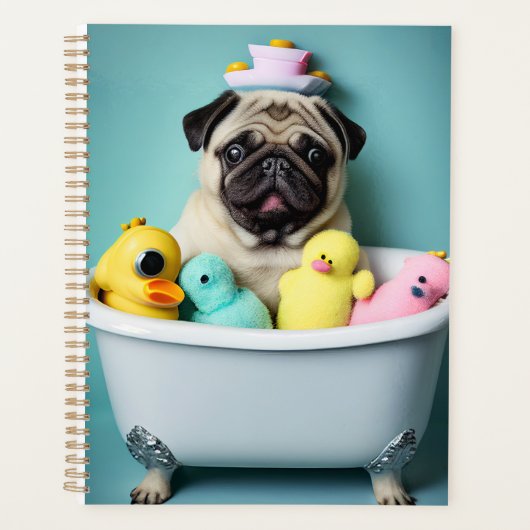 Pug Paradise: Een zwemschoonheid op de buis Planner (Voorkant)