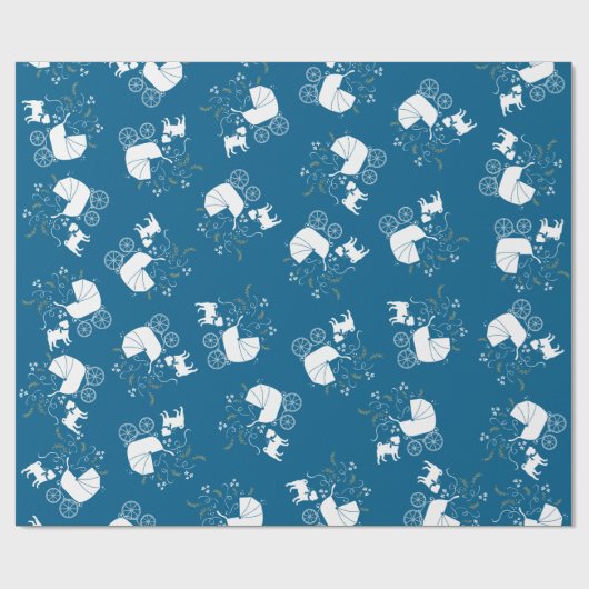 Pug Party Blue Theme Celebration Cadeaupapier (Vlak)