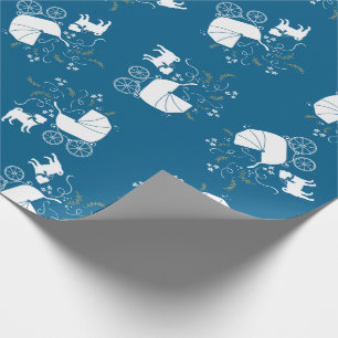Pug Party Blue Theme Celebration Cadeaupapier
