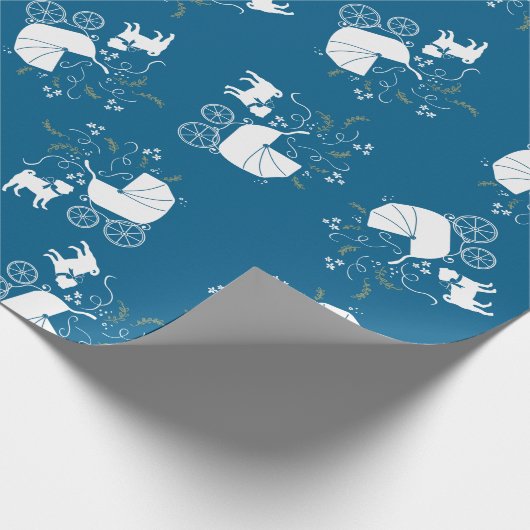 Pug Party Blue Theme Celebration Cadeaupapier (Hoek)