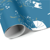 Pug Party Blue Theme Celebration Cadeaupapier (Rol Hoek)