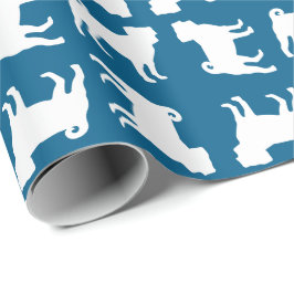 Pug Party Blue Theme Celebration Cadeaupapier