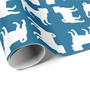Pug Party Blue Theme Celebration Cadeaupapier