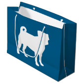 Pug Party Blue Theme Celebration Groot Cadeauzakje (Voorkant Gekanteld)
