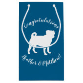 Pug Party Blue Theme Celebration Klein Cadeauzakje (Achterkant)