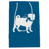 Pug Party Blue Theme Celebration Medium Cadeauzakje (Voorkant)