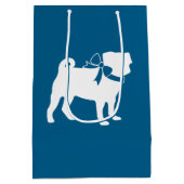 Pug Party Blue Theme Celebration Medium Cadeauzakje (Achterkant)