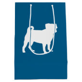 Pug Party Blue Theme Celebration Medium Cadeauzakje (Achterkant)