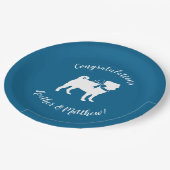 Pug Party Blue Theme Celebration Papieren Bordje (Gekanteld)