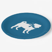 Pug Party Blue Theme Celebration Papieren Bordje (Gekanteld)
