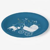 Pug Party Blue Theme Celebration Papieren Bordje (Gekanteld)