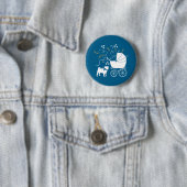 Pug Party Blue Theme Celebration Ronde Button 5,7 Cm (In situ)