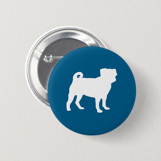 Pug Party Blue Theme Celebration Ronde Button 5,7 Cm (Voorkant /achterkant)